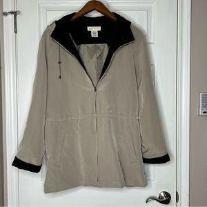 Jones New York Cream and Black Utility Jacket with detachable hood